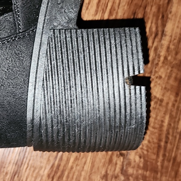 New Rouje Black Suede Knee High Chunky Heel Moto Grunge Pull Up Zip Boot 7 1/2 - Picture 9 of 12